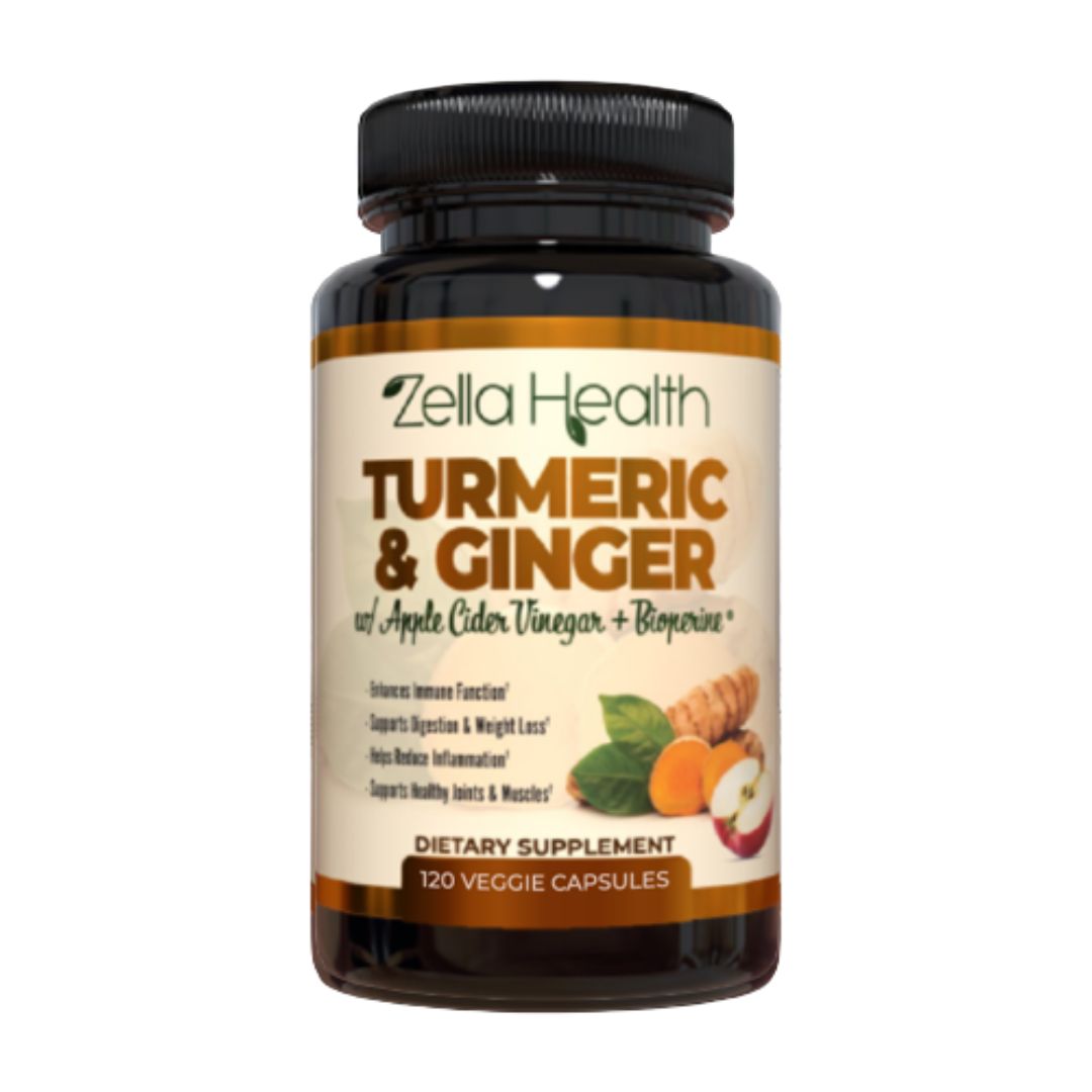 2 Month Supply Turmeric Curcumin with Ginger, Apple Cider Vinegar, Bioperine - 120 Veggie Capsules