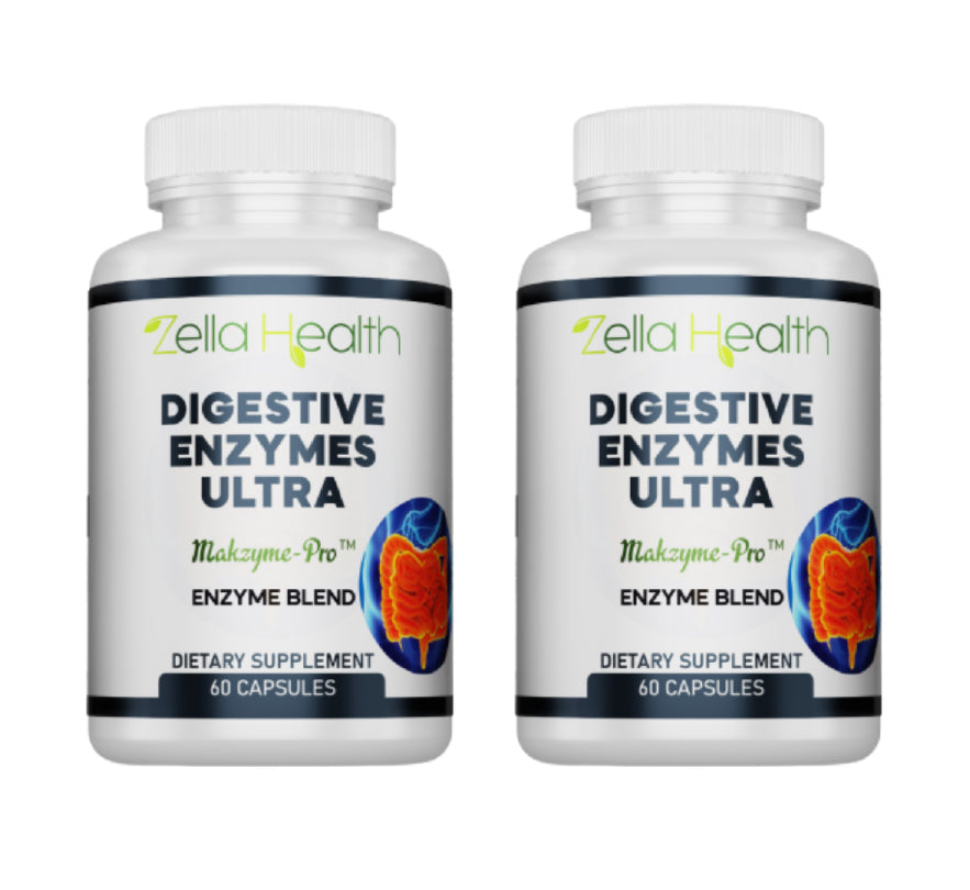 Two Month Supply Digestive Enzymes Ultra - Supplement - 120 Capsules - Zella Health