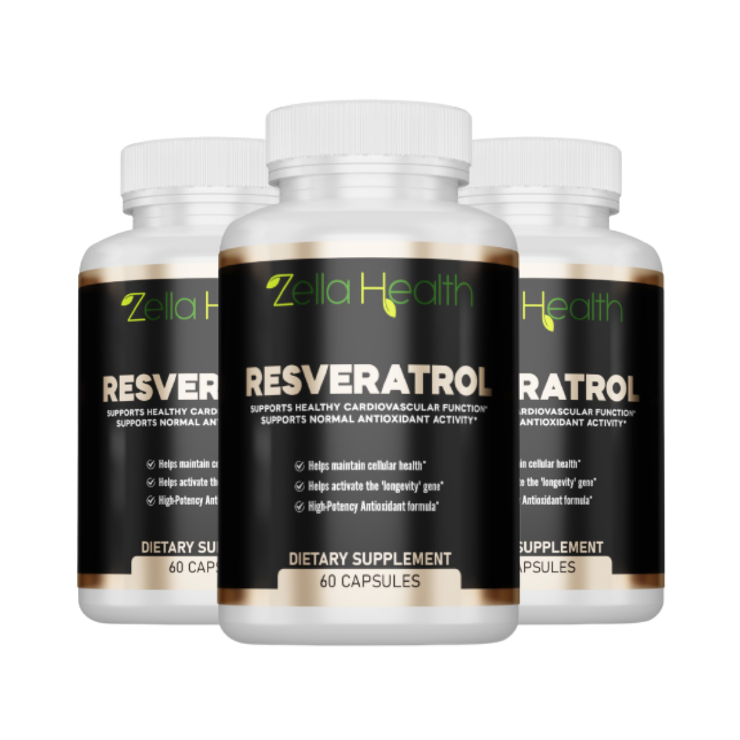 Resveratrol 600mg Per Serving- Max Strength - Supplement - 3 Month Supply 180 Capsules, Zella Health