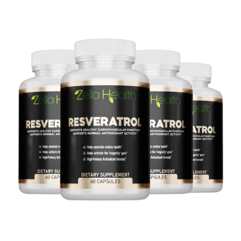 Resveratrol 600mg Per Serving- Max Strength - Supplement - 4 Month Supply 240 Capsules, Zella Health