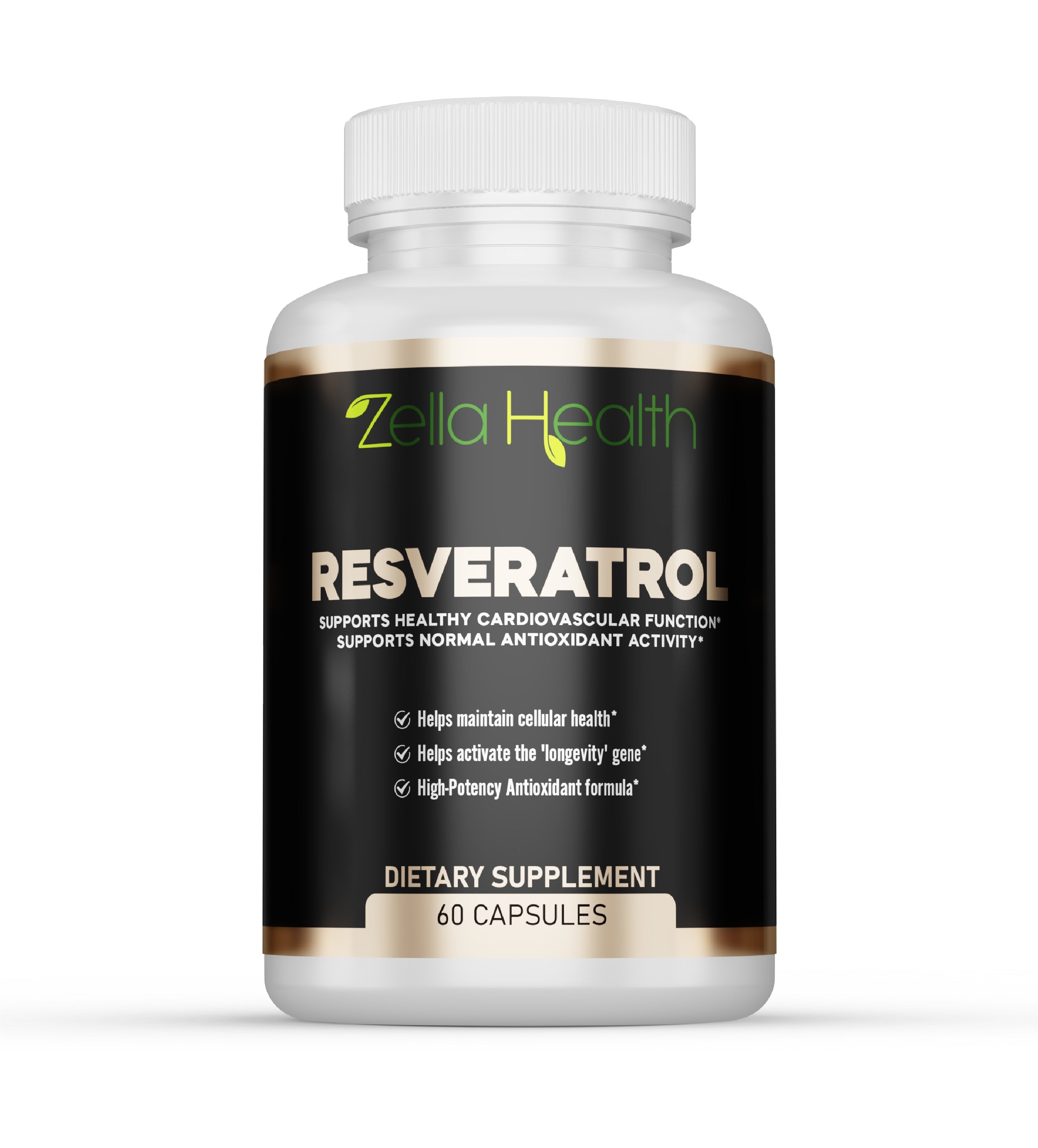 Resveratrol 600mg Per Serving- Max Strength - Supplement - 60 Capsules, Zella Health
